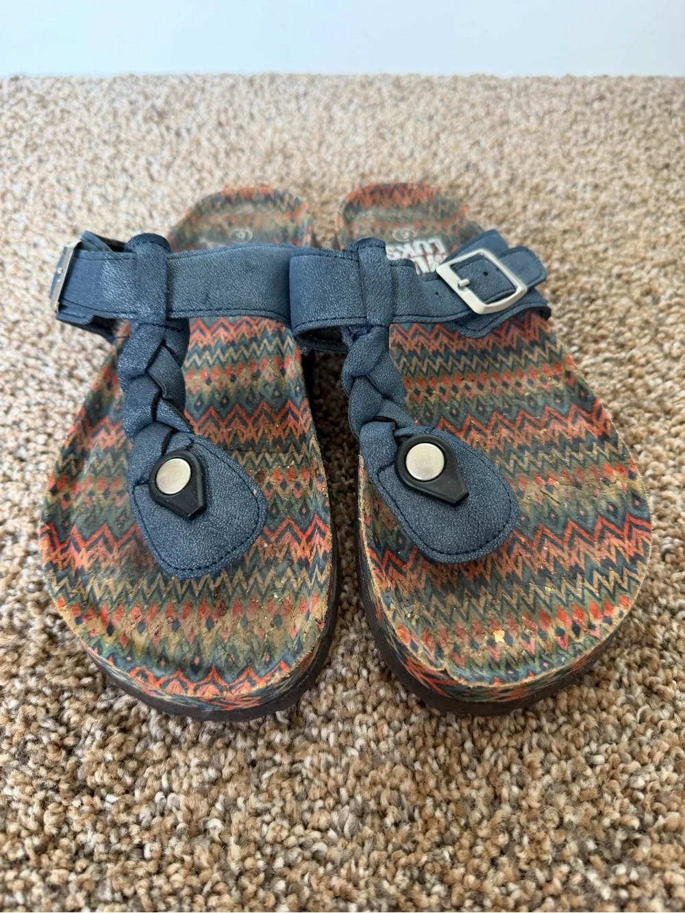 MUK LUKS Navy Blue Printed Sole Sandal